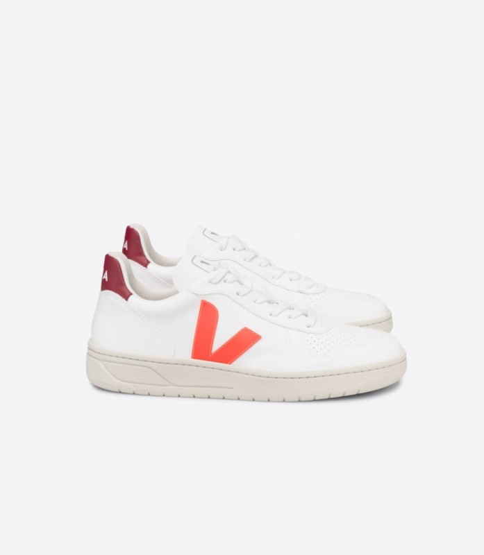 Veja V-10 Cwl Blanco Naranja-fluo Marsala