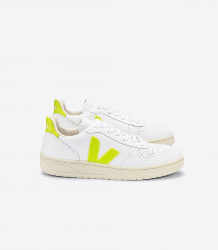 Ver V-10 Cuero Blanco Jaune-fluo