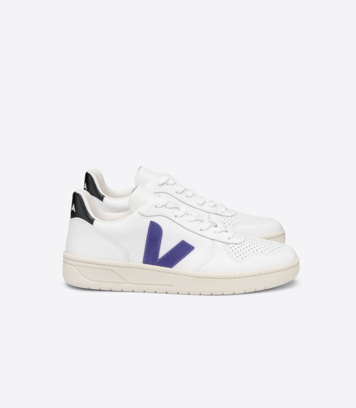 Veja V-10 Cuero Blanco Violeta Negro