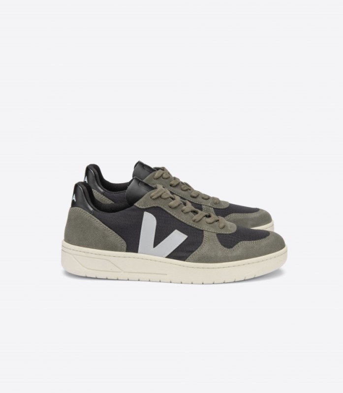 Veja V-10 Ripstop Negro Oxford Gris Barro